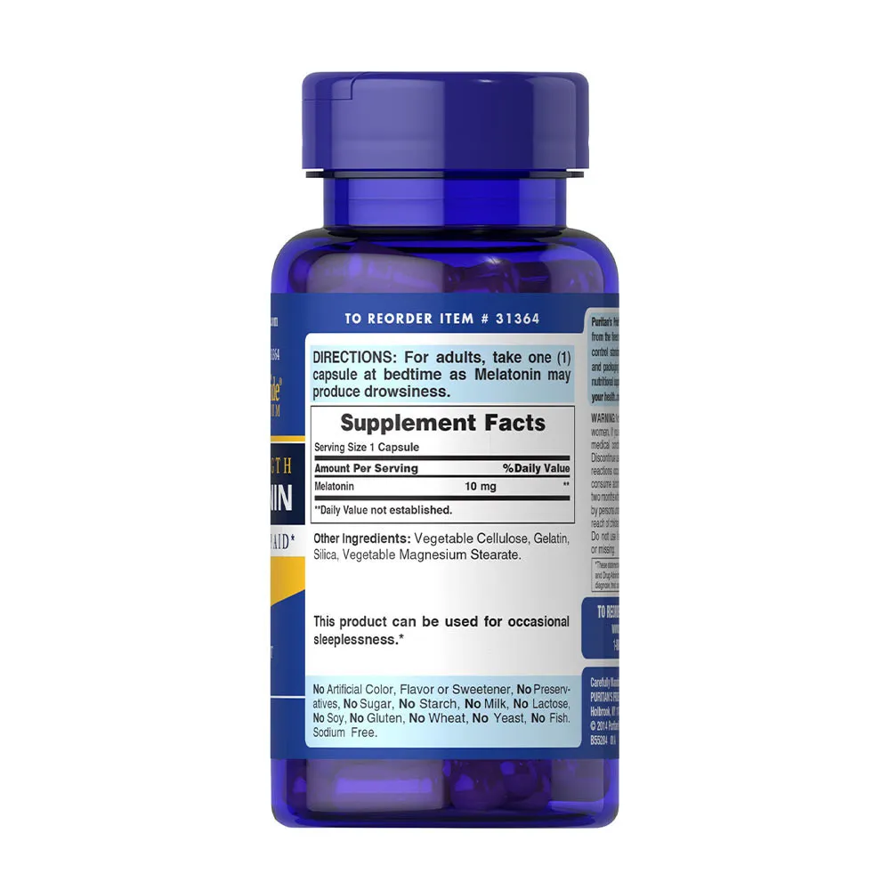 Puritan's Pride Melatonin 10 mg (120 Capsules) – Image 4