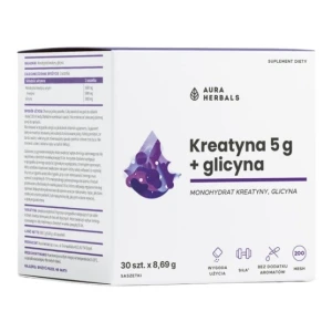 AURA HERBALS Créatine monohydrate 5 g + Glicyne, sachets (30 pièces) - Viking Supplements