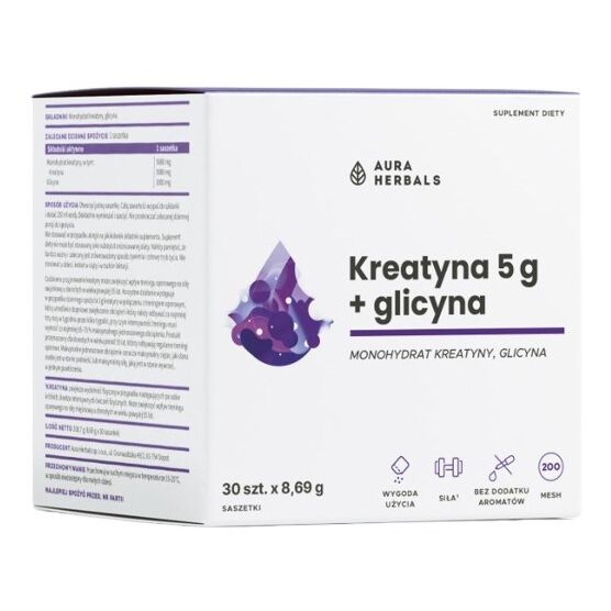 Aura Herbals - Creatinmonohydrat med Glycin 5 g sachets, 30 stk