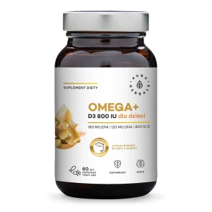 AURA HERBALS Omega+ Vitamine D3 800 UI pour enfants (60 gélules à visser) - Viking Supplements