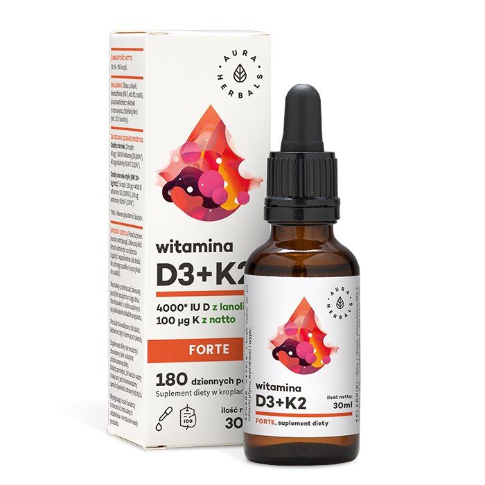 AURA HERBALS D3-vitamin, 4000 IE + K2 FORTE (30 ml / 1 fl. oz.)