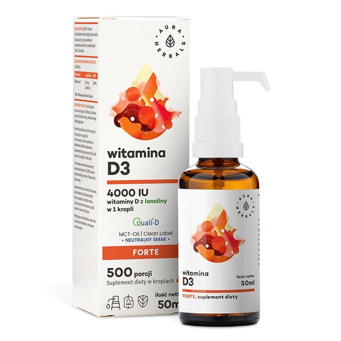 AURA HERBALS D3-vitamin, 4000 IE, MCT (50 ml / 1,69 fl. oz.)