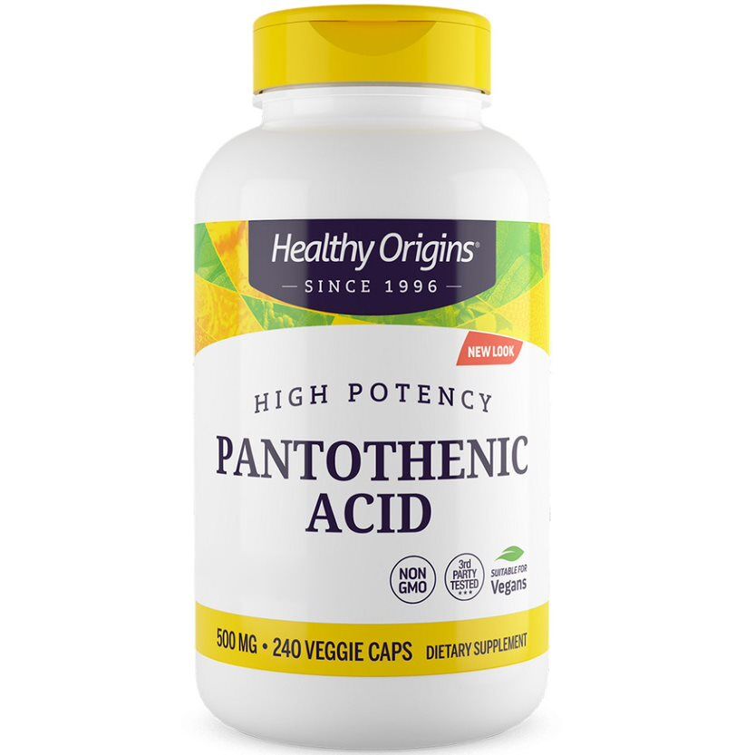 Healthy Origins - Pantothenic Acid 500 mg, 240 veganske kapsler