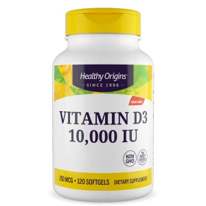 Healthy Origins Vitamine D3 Depot 10 000 UI, 120 gélules molles - Viking Supplements