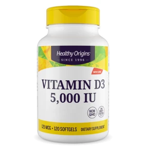 Healthy Origins Vitamine D3 Depot 5 000 UI, 120 gélules molles - Viking Supplements