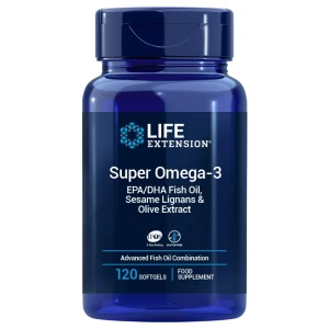 LIFE EXTENSION Super Oméga-3 EPA/DHA aux lignanes de sésame et à l'extrait d'olive – Version UE (120 gélules à enrobage entérique) - Viking Supplements