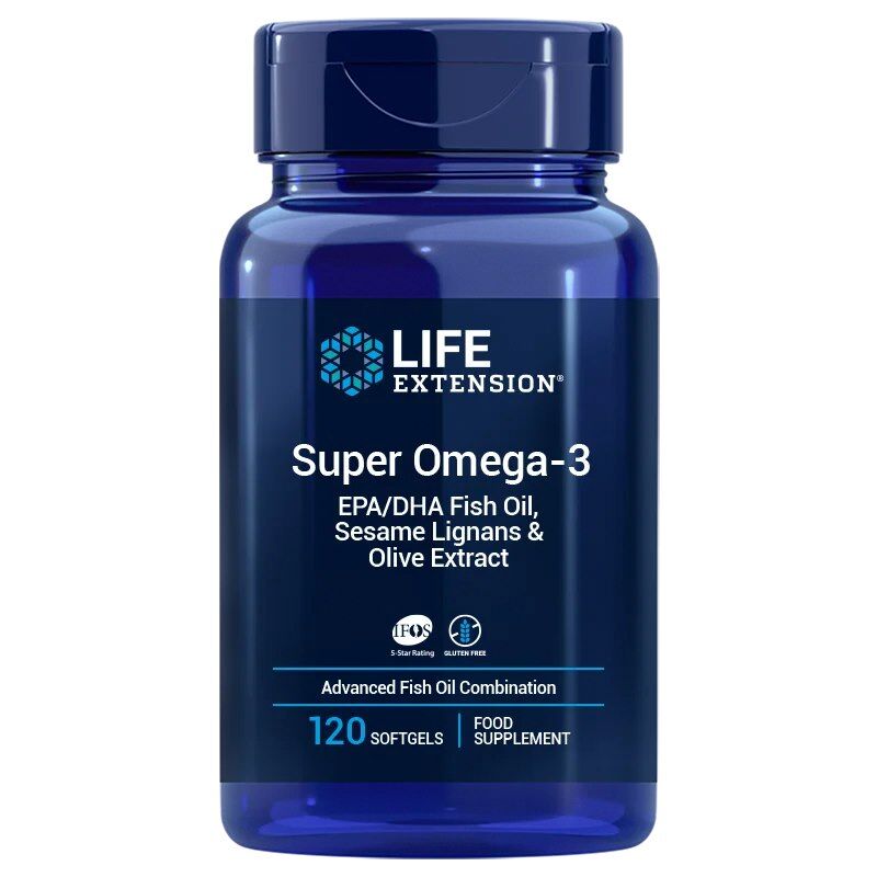 LIFE EXTENSION Super Oméga-3 EPA/DHA aux lignanes de sésame et à l'extrait d'olive – Version UE (120 gélules à enrobage entérique) - Viking Supplements