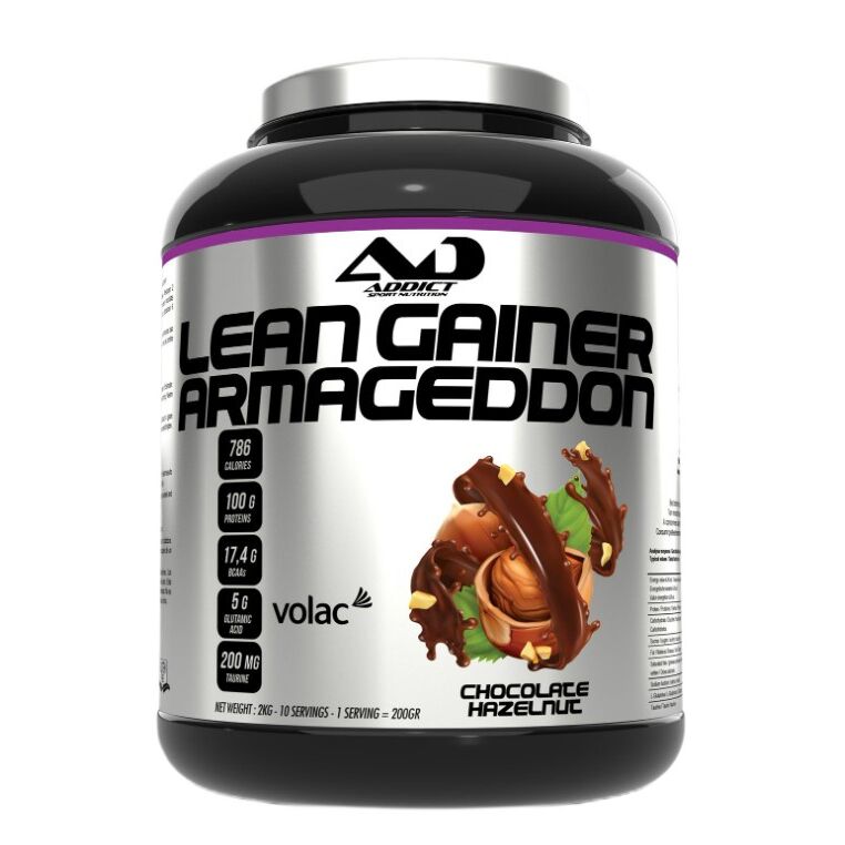 Addict Sport Nutrition - Lean Gainer Armageddon, chokolade-hasselnød + 2000 g
