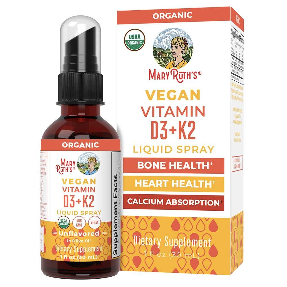 Mary Ruths D3+K2-vitaminspray, uden smag, 1 oz (30 ml)