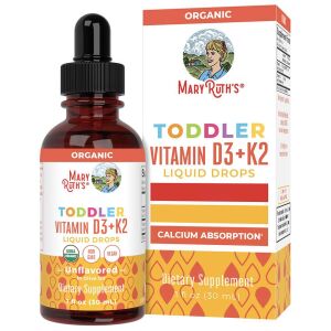 Gouttes de vitamine D3+K2 pour tout-petits de MaryRuth, sans arôme, 30 ml - Viking Supplements