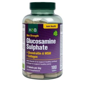 Sulfate de glucosamine « Max Strength » + chondroïtine et MSM + collagène - 180 comprimés - Viking Supplements