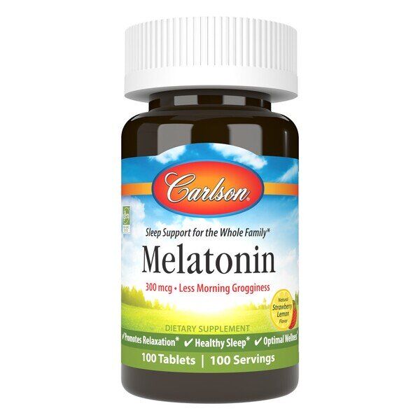 Melatonin - Naturlig jordbær-citron + 100 tabletter