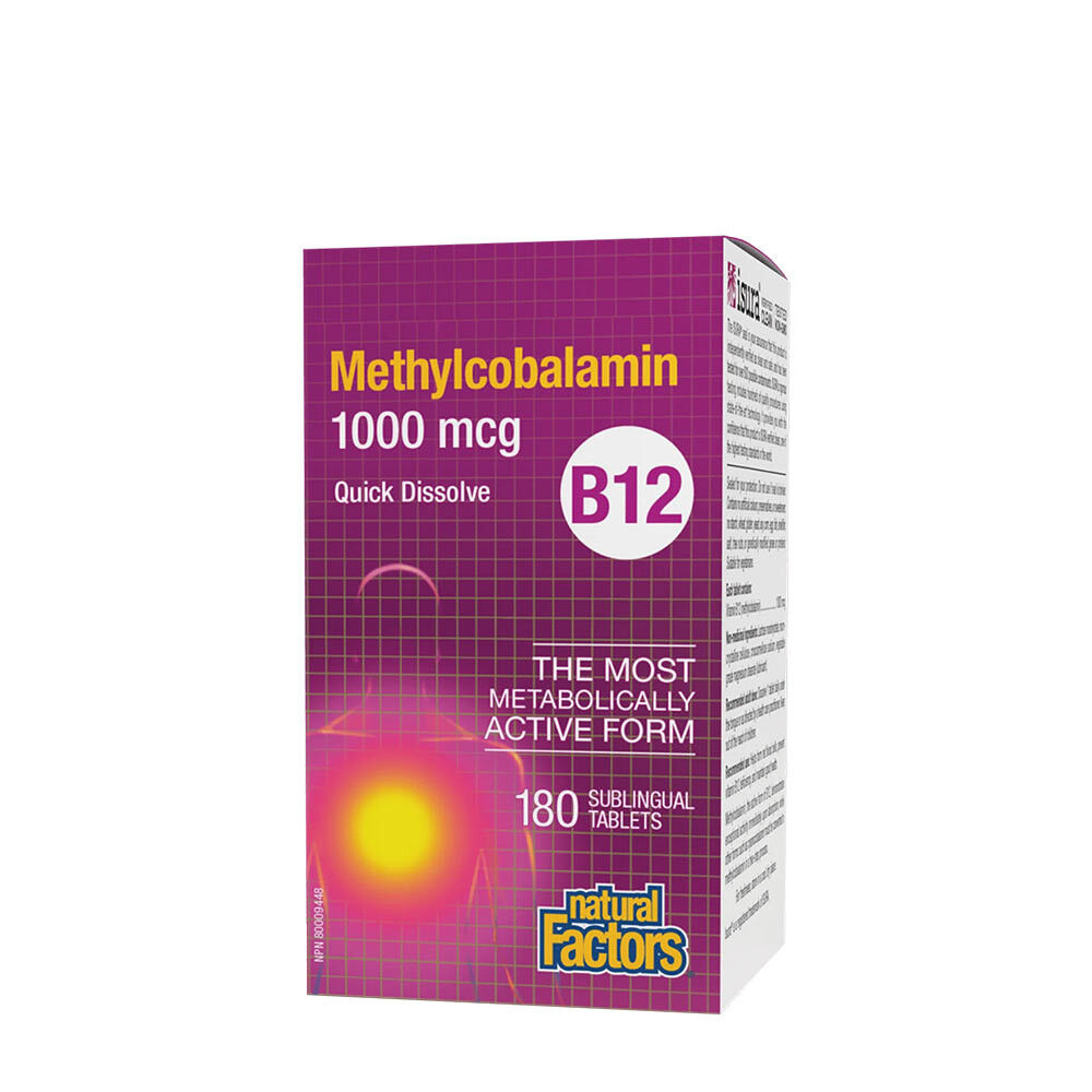 Natural Factors B12 Méthylcobalamine 1 000 mcg (180 comprimés) - Viking Supplements