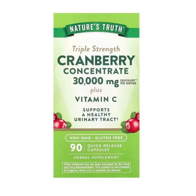 Concentré de canneberge triple concentration « Nature's Truth » enrichi en vitamine C - 90 gélules - Viking Supplements