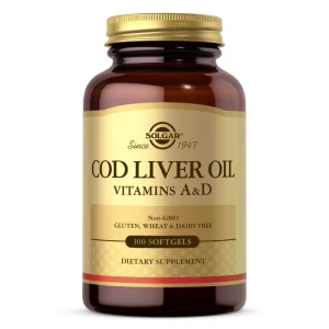 SOLGAR Huile de foie de morue - Vitamines A et D (100 gélules) - Viking Supplements