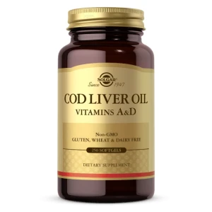 SOLGAR Huile de foie de morue - Vitamines A et D (250 gélules) - Viking Supplements