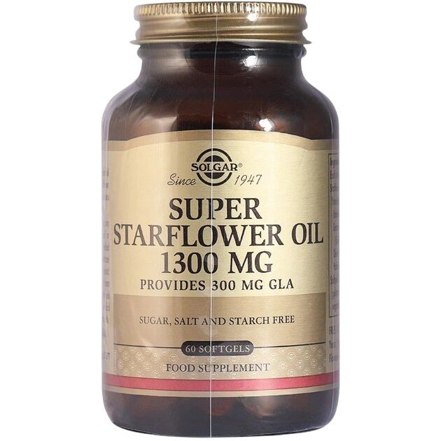 SOLGAR Super Starflower Oil 1 300 mg - Huile de bourrache (60 gélules) - Viking Supplements