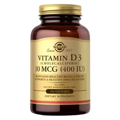 SOLGAR Vitamine D3 (cholécalciférol) 10 mcg (400 UI) (250 gélules) - Viking Supplements