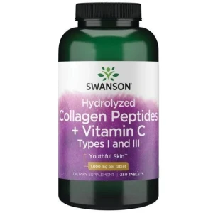 SWANSON Collagène hydrolysé de type I et III + vitamine C, 250 comprimés - Viking Supplements