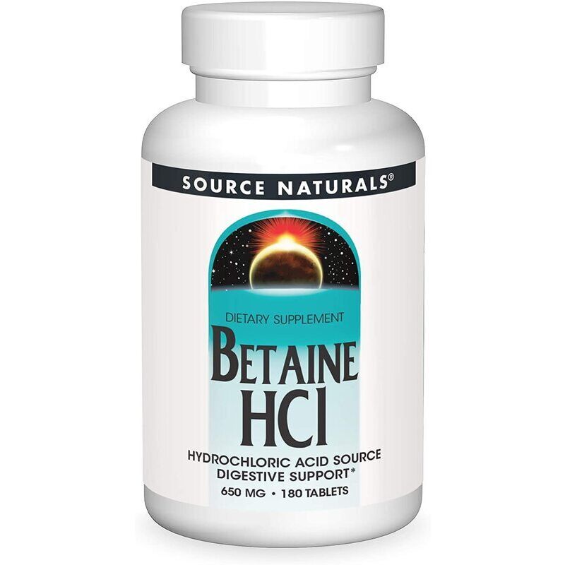 Source Naturals Betain-HCl 650 mg, 180 tabletter
