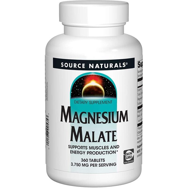Source Naturals - Malate de magnésium 1 250 mg, 360 comprimés - Viking Supplements