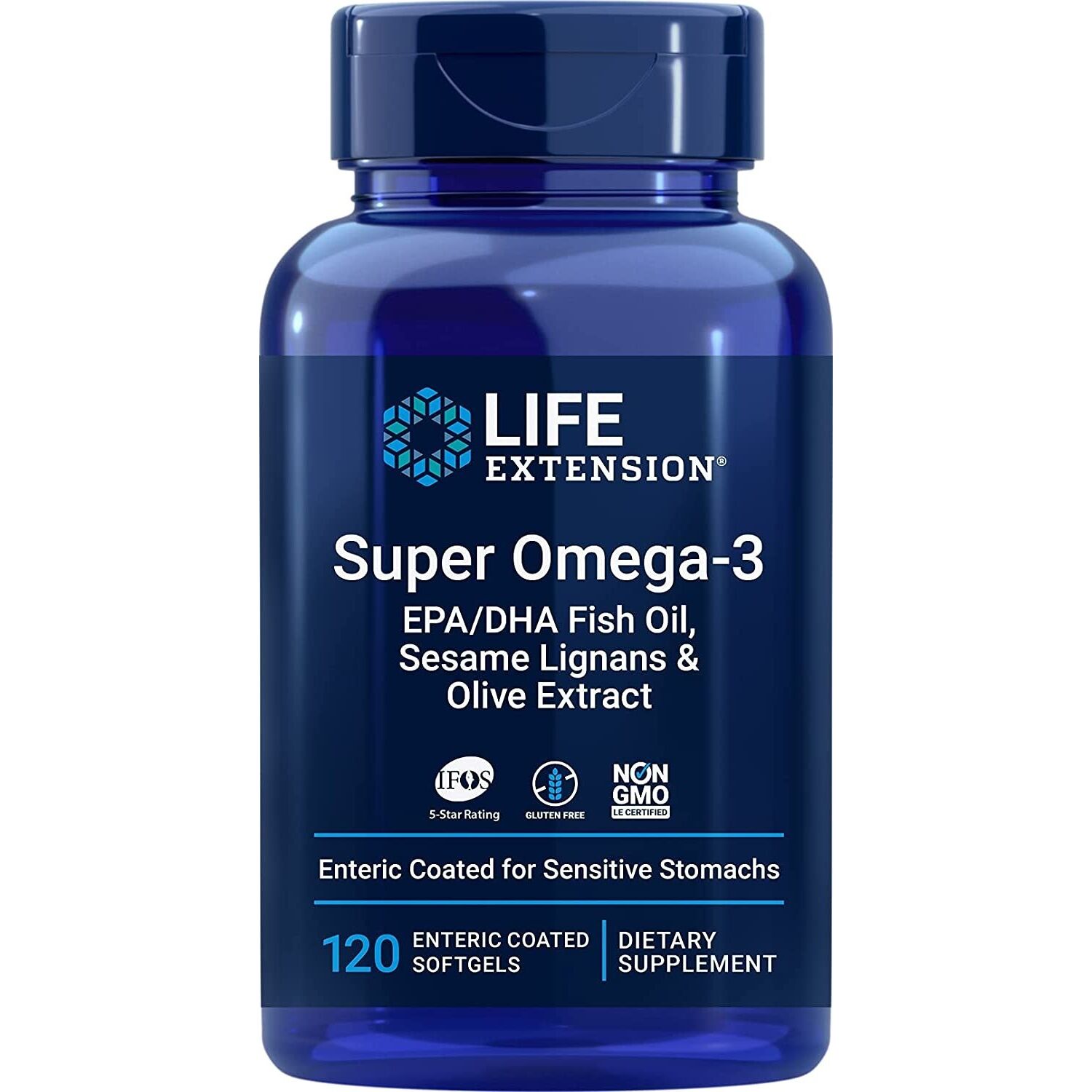 Super Oméga-3 EPA/DHA avec lignanes de sésame et extrait d'olive - 120 gélules molles à enrobage entérique - Viking Supplements