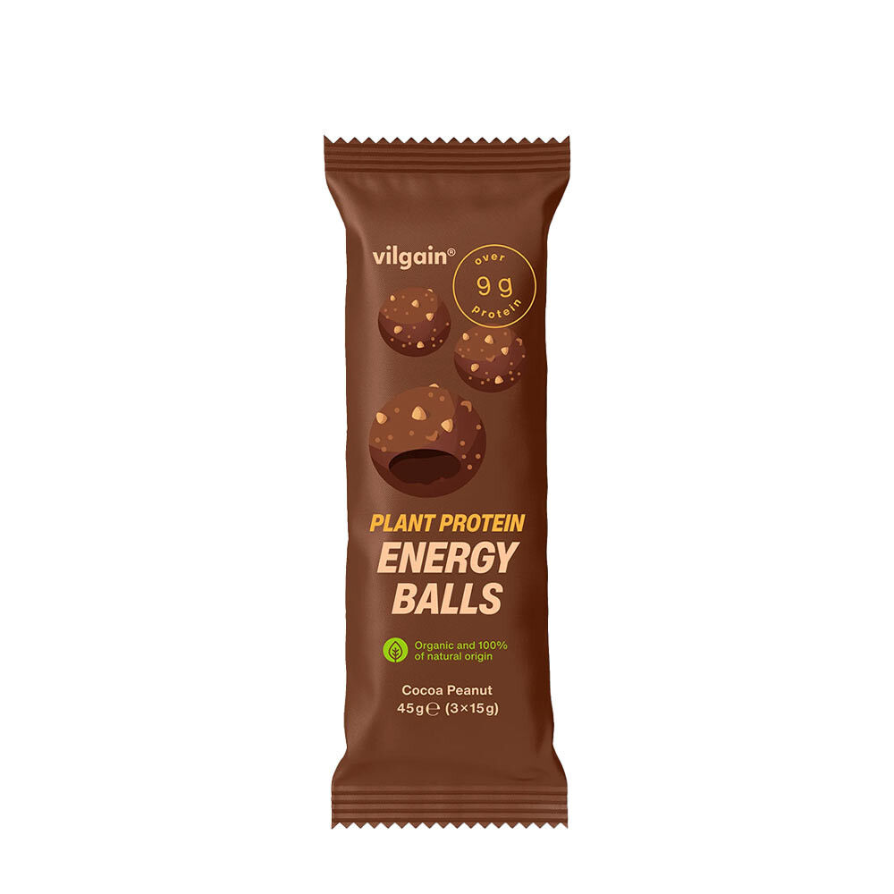 Boules énergétiques aux protéines végétales Vilgain BIO Cacao-Cacahuète (45 g) - Viking Supplements