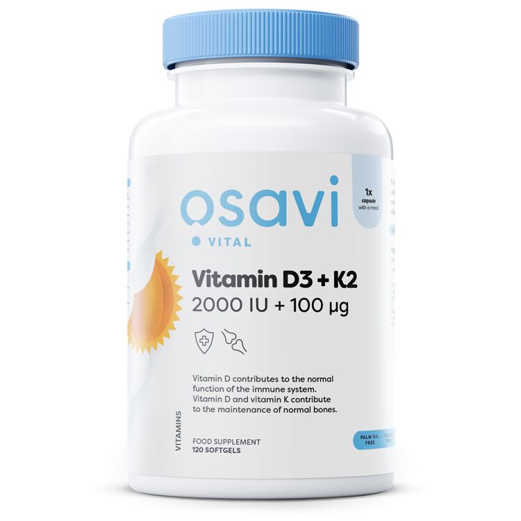 Osavi - Vitamin D3 + K2, 2000IU + 100mcg - 120 softgels