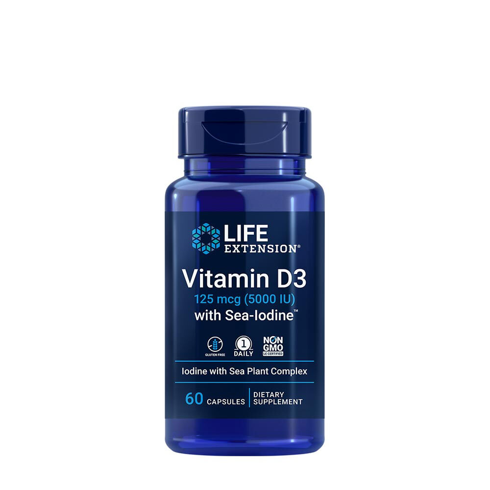 Life Extension - Vitamin D3 with Sea-Iodine, 5000IU - 60 caps