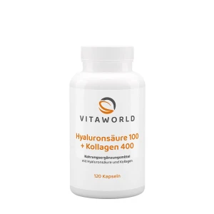 Vitaworld Acide hyaluronique 100 + Collagène 400 (120 gélules) - Viking Supplements