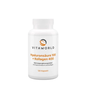 Vitaworld Acide hyaluronique 100 + Collagène 400 (120 gélules) - Viking Supplements
