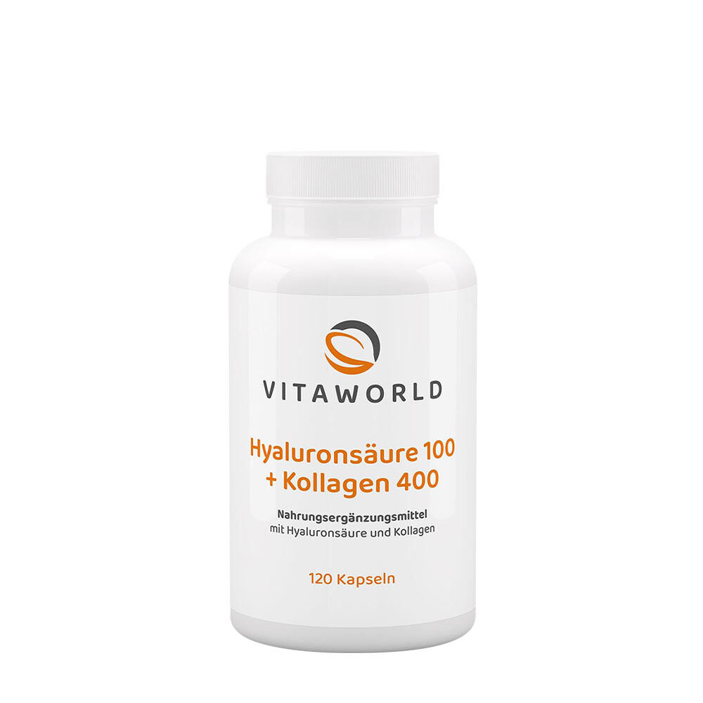 Vitaworld Hyaluronsyre 100 + Kollagen 400 (120 kapsler)